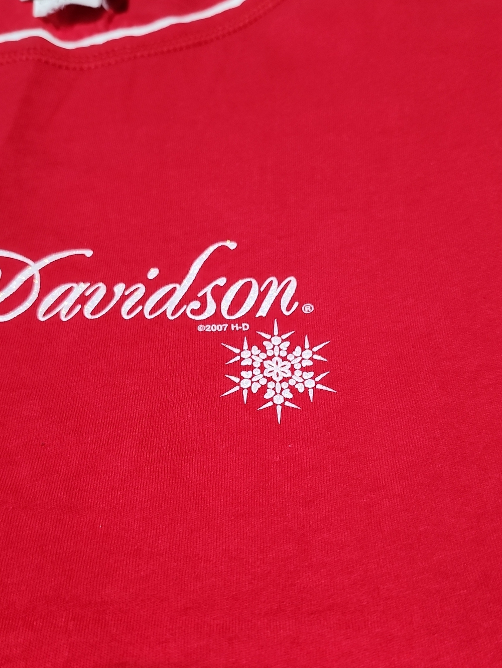HARLEY DAVIDSON 2007 IRIDESCENT RAISED SNOWFLAKE GRAPHIC LAYERED-LOOK TEE-SHIRT - Picture 6 of 14